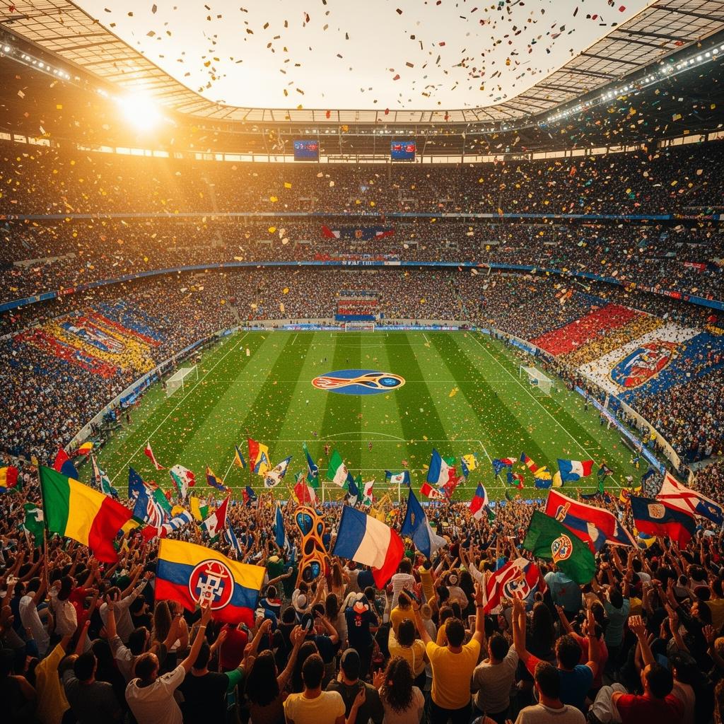 Fans celebrating at a FIFA World Cup match